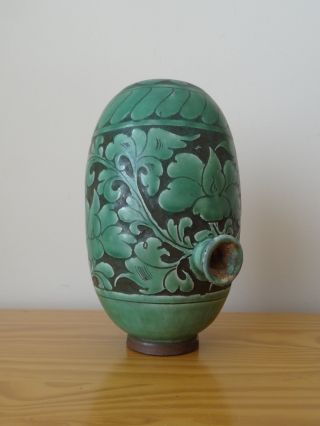 RARE Antique Korea Korean Joseon Buncheong Porcelain Wine Bottle Green 3