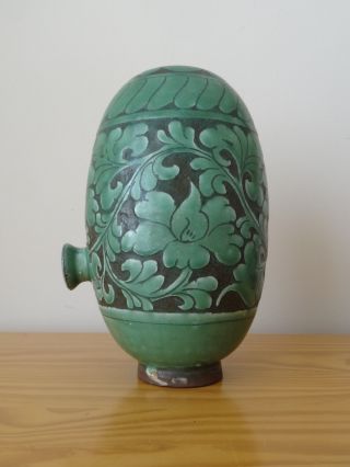 RARE Antique Korea Korean Joseon Buncheong Porcelain Wine Bottle Green 6