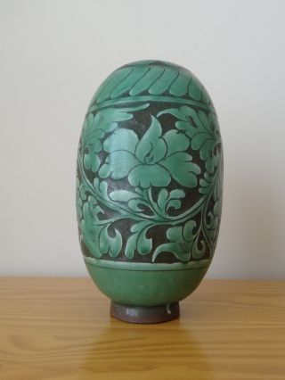 RARE Antique Korea Korean Joseon Buncheong Porcelain Wine Bottle Green 8