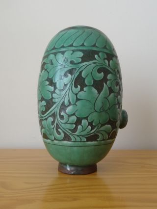 RARE Antique Korea Korean Joseon Buncheong Porcelain Wine Bottle Green 9