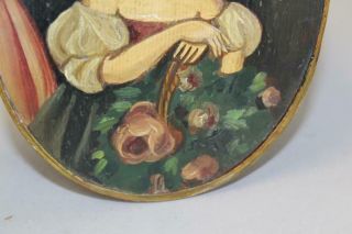 RARE 19TH C OVAL SHAKER TYPE PANTRY BOX WITH A PAINTED PORTRAIT OF YOUNG GIRL 7