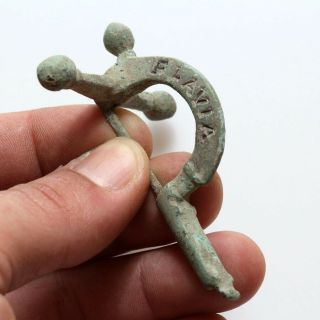 Roman Military Bronze Crossbow Fibula Brooch With Inscriptions 400 Ad Flavia