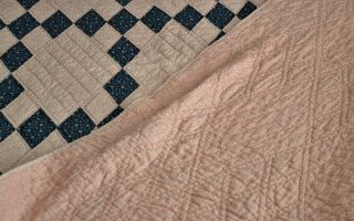 Antique Hand Stitched Calico Diamonds Quilt 5