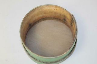 A RARE 19TH C HANCOCK,  MA SHAKER OAK SIEVE WITH GREEN DYED HORSEHAIR 7