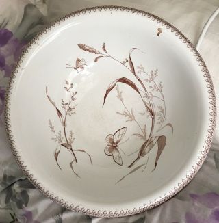 AESTHETIC Antique BROWN TRANSFERWARE Ironstone BOWL & PITCHER SUMMERTIME TRBOOTE 6