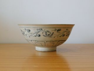c.  13th - Antique Ancient Chinese Blue & White Yuan Ming Porcelain Bowl 4