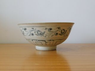 c.  13th - Antique Ancient Chinese Blue & White Yuan Ming Porcelain Bowl 5