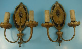 2 Ornate Double Arm Candle Stick Vintage Electric Wall Candle Sconces