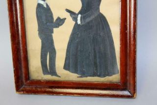 RARE 19TH C CUT AND PAINTED DOUBLE SILHOUETTE OF SCHOOLMARM & BOY WITH BOOKS 4