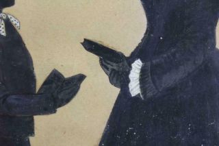 RARE 19TH C CUT AND PAINTED DOUBLE SILHOUETTE OF SCHOOLMARM & BOY WITH BOOKS 8