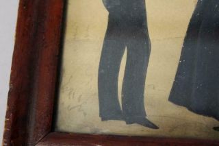 RARE 19TH C CUT AND PAINTED DOUBLE SILHOUETTE OF SCHOOLMARM & BOY WITH BOOKS 9
