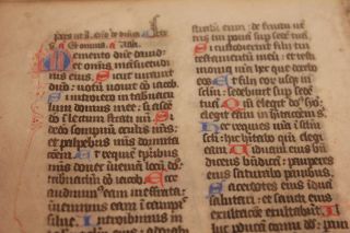 Real C1400 Decorated Latin Medieval Manuscript Bifolium Paris 1490 Bible Biblia