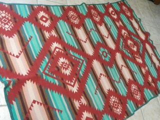 Antique 1920s Pendleton Indian Reversible,  Ombre Wool Camp Blanket