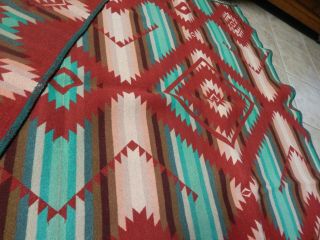 ANTIQUE 1920s PENDLETON INDIAN REVERSIBLE,  OMBRE WOOL CAMP BLANKET 6