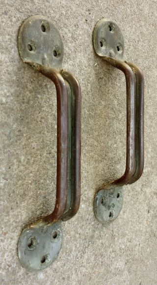 Cleaned Pair 11 " Antique Vintage Iron Steel Metal Barn Door Pulls Handles Pulls
