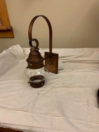 Vintage Hand Made Copper Indoor / Outdoor Onion Lantern Sconce Patina USA 10