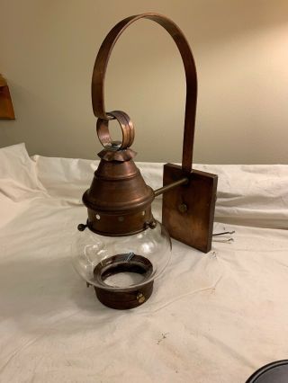 Vintage Hand Made Copper Indoor / Outdoor Onion Lantern Sconce Patina Usa