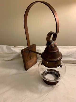 Vintage Hand Made Copper Indoor / Outdoor Onion Lantern Sconce Patina USA 2