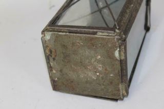 VERY RARE 19TH C TIN AND GLASS HANGING LANTERN WITH EMBOSSED REFLECTOR 12