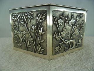 CHINESE Solid Silver DRAGON Table Trinket Box by Wing Chun Hong Kong c1900 5
