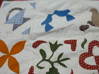 Antique Applique Signature Quilt / Album Quilt From York State 80 