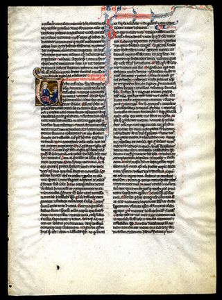 1240 Illuminated Medieval Bible Leaf Exquisite Miniature Ecclesiastes 1 Vellum