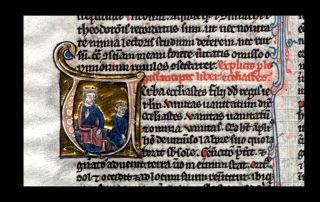 1240 Illuminated Medieval Bible Leaf Exquisite Miniature Ecclesiastes 1 Vellum 2