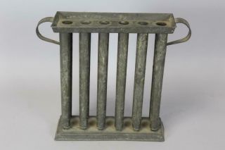 RARE 19TH C ENGLAND TIN 12 TUBE CANDLE MOLD IN UNTOUCHED SURFACE 2