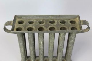 RARE 19TH C ENGLAND TIN 12 TUBE CANDLE MOLD IN UNTOUCHED SURFACE 4