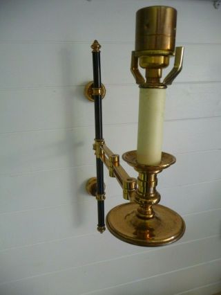 Vintage Pair Large Gilt Brass Study/Library Extendable Wall Lights Candle Sconce 4