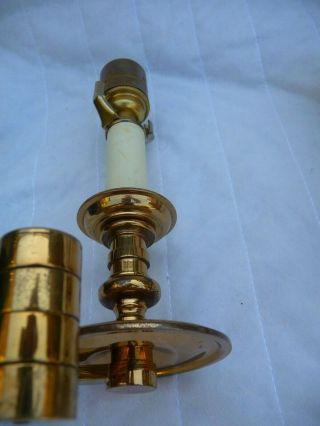 Vintage Pair Large Gilt Brass Study/Library Extendable Wall Lights Candle Sconce 6