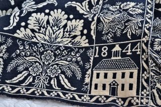 Antique Two Panel Craig Indiana Double weave Coverlet 1842 11
