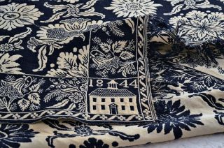 Antique Two Panel Craig Indiana Double weave Coverlet 1842 3