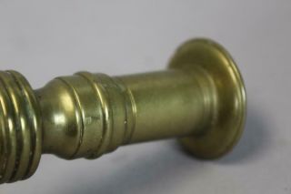 A FINE LATE 17TH C TURNED BRASS CANDLESTICK CONTINENTAL C1690 - 1720 IN OLD PATINA 8