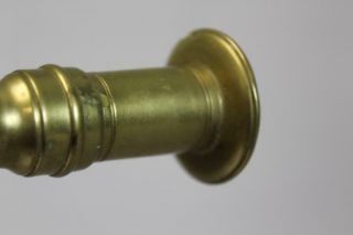 A FINE LATE 17TH C TURNED BRASS CANDLESTICK CONTINENTAL C1690 - 1720 IN OLD PATINA 9
