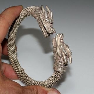 PERFECT MEDIEVAL SILVER BRACELET WITH DRAGON HEAD 3