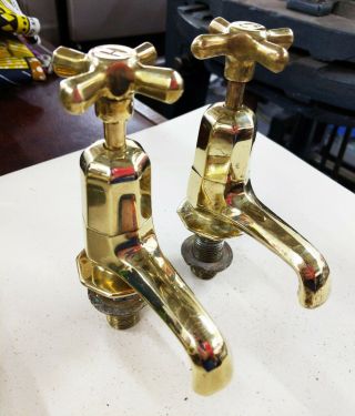 Antique Art Deco Brass Sink Taps