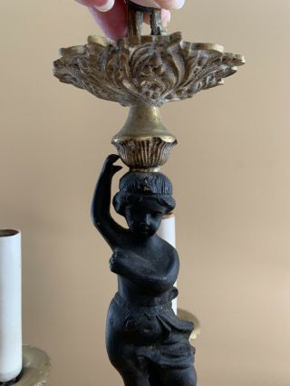 Antique French Victorian Bronze Petite Cherub Chandelier 5 Light 4