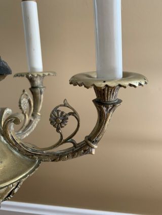 Antique French Victorian Bronze Petite Cherub Chandelier 5 Light 5