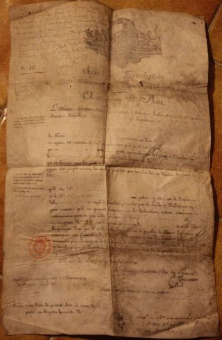 1816 XXL manuscript parchment naval certificate maritime minister stamp marines 5