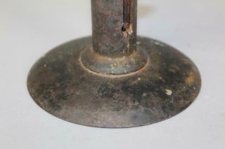 A RARE 18TH C ROLLED IRON HOGSCRAPER CANDLESTICK IN OLD GRUNGY BLACK SURFACE 7