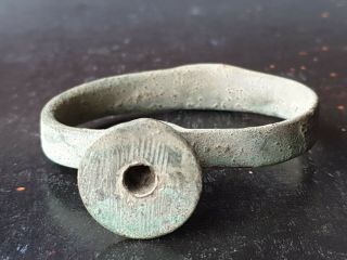 Huge heavy very rare Celtic bronze chariot terret ring.  2nd century BC 5