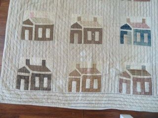 Old Antique QUILT HOUSES HOUSE Hand Stitched Colors 3