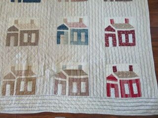 Old Antique QUILT HOUSES HOUSE Hand Stitched Colors 4