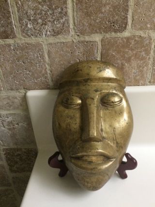 BRONZE OLMEC FUNERAL MASK XTRA BIG AND HEAVY MEXICO XTRA HEAVY 2