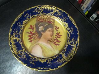 Royal Vienna Hand Painted Portrait Plate Porcelain,  19cent.
