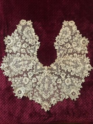 ANTIQUE GUIPURE LACE SHAWL - Embroidery on Silk net 53 