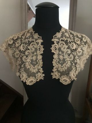 ANTIQUE GUIPURE LACE SHAWL - Embroidery on Silk net 53 