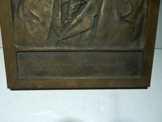 LARGE PRESIDENT THEODORE TEDDY ROOSEVELT HIGH RELIEF BRONZE PLAQUE - 14 X 9 3/4 11