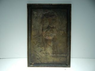 LARGE PRESIDENT THEODORE TEDDY ROOSEVELT HIGH RELIEF BRONZE PLAQUE - 14 X 9 3/4 3